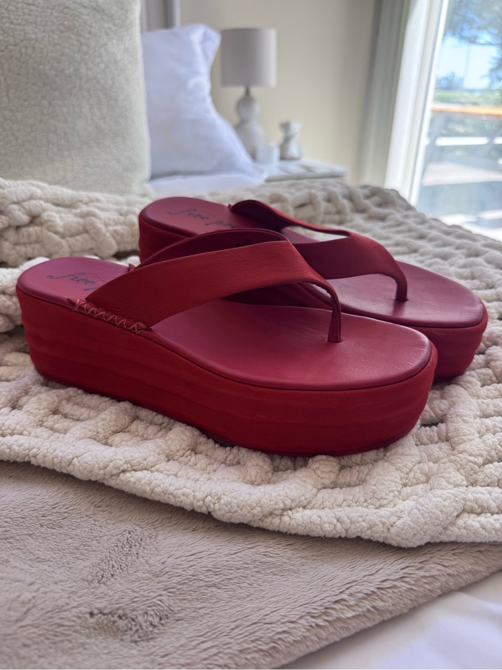 Free People Women’s Red Platform Flip Flop Sandals